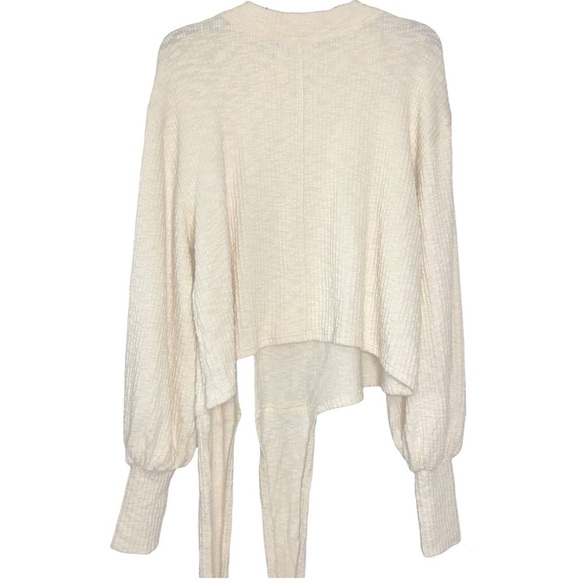 Free People Cream Heavy Popcorn Bubble Drop Sleeve Sweater XSMALL Oversized - Picture 3 of 9